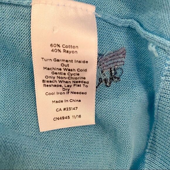 Talbots Toucan Embroidered Blue Cardigan Petite - Picture 6 of 7